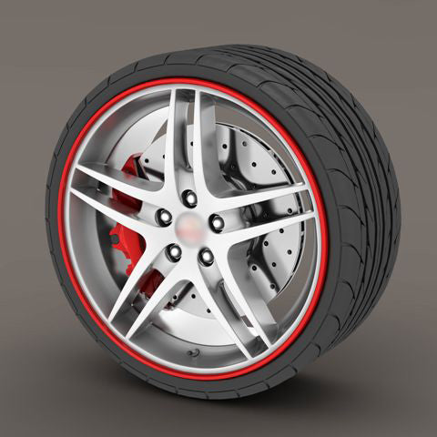 Alloy Wheel Edge Ring Rim Protectors Tyres Tire Guard Rubber Moulding-RED
