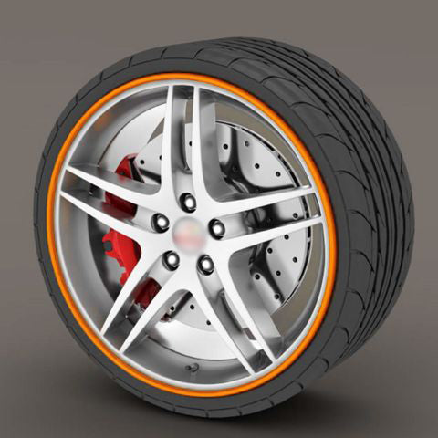 Alloy Wheel Edge Ring Rim Protectors Tyres Tire Guard Rubber Moulding-ORANGE
