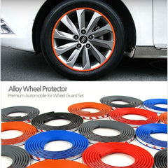 Alloy Wheel Edge Ring Rim Protectors Tyres Tire Guard Rubber Moulding-ORANGE
