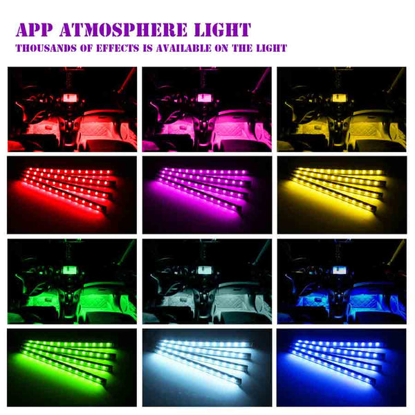4 X 12LED Car Auto Interior Atmosphere Light Lamp Decoration With Remote Controller