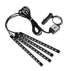4X 9LED Car Auto Interior Atmosphere Light Lamp Decoration Bluetooth Phone Control