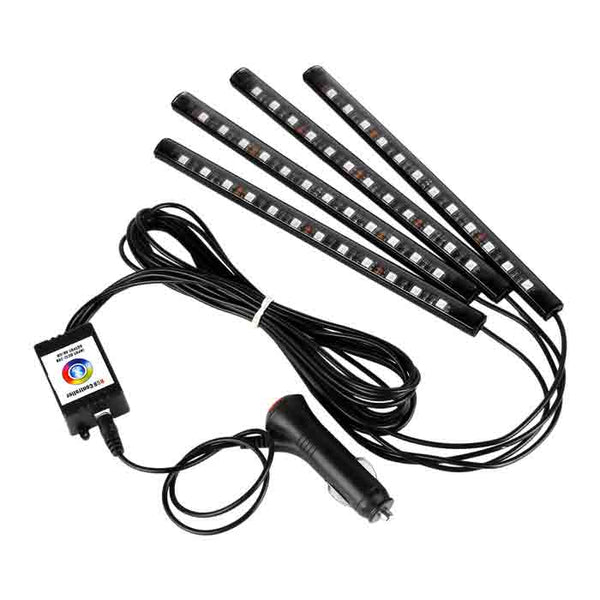 4X 9LED Car Auto Interior Atmosphere Light Lamp Decoration Bluetooth Phone Control