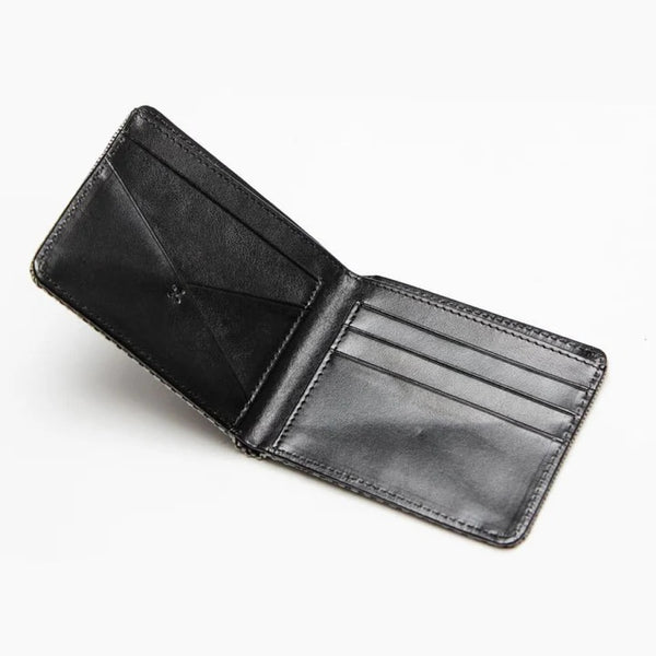 Car Racing JDM Custom Stitched B/G Fabric Bifold Wallet Leather Gradate Men
