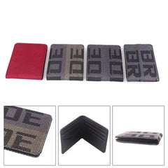 Car Racing JDM Custom Stitched B/G Fabric Bifold Wallet Leather Gradate Men