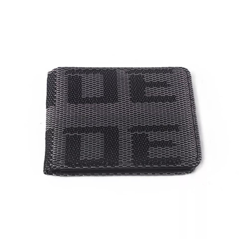 Car Racing JDM Custom Stitched B/G Fabric Bifold Wallet Leather Gradate Men