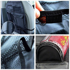 Car Back Seat Organizer Storage Bag Hanging Mesh Pockets With Multi Compartments (Black)