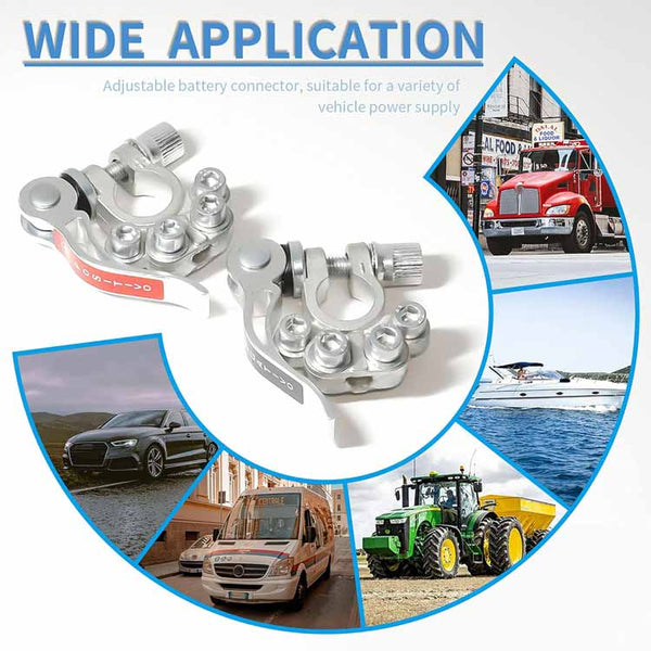 Battery Terminal Connectors,Quick Release Disconnect Car Battery Terminal,Positive Negative for SAE/JIS Type A Posts Kit Includes battery connector, Washers, Hexagon Wrench (Silver)