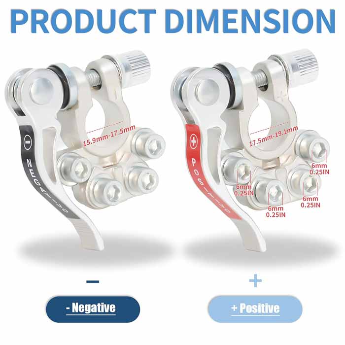 Battery Terminal Connectors,Quick Release Disconnect Car Battery Terminal,Positive Negative for SAE/JIS Type A Posts Kit Includes battery connector, Washers, Hexagon Wrench (Silver)
