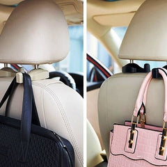 2pcs Orange Universal Car Headrest Luggage Bag Holder, Hanger And Hook