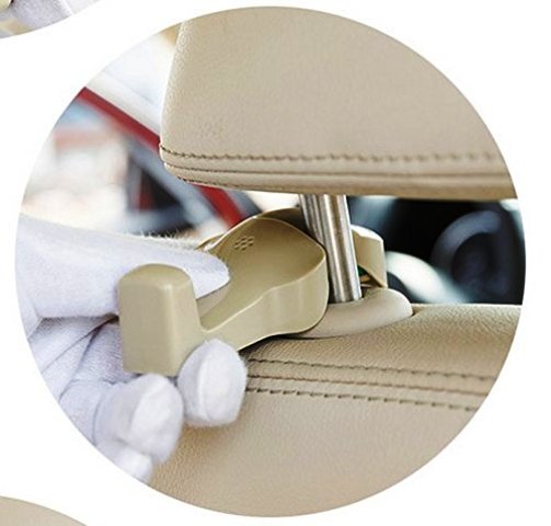 2pcs Brown Universal Car Headrest Luggage Bag Holder, Hanger And Hook