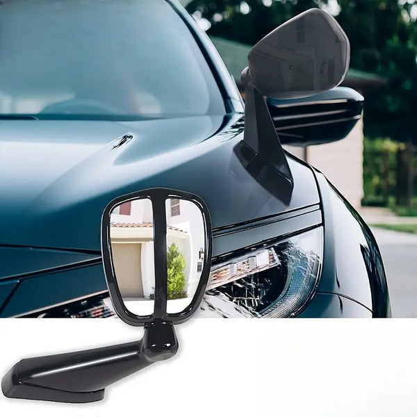 Car Bonnet Front Fender Rear Side Mirror Wide Angle View Mirror (Black) for Toyota Fortuner (Type-II) 2016-2020
