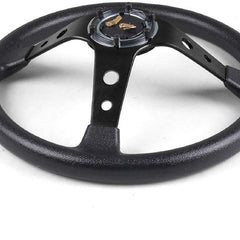 Black 14inch 350mm Racing PU Leather Steering Wheel Aluminum Alloy Deep Corn Dish Sport Drifting Steering Wheels Universal Suitable for car