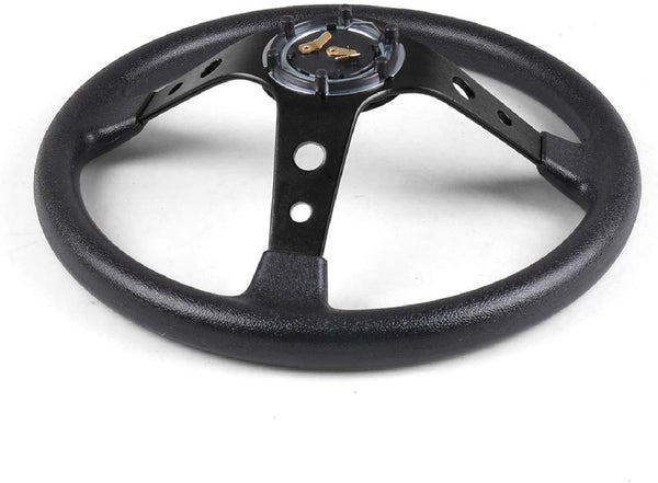 Black 14inch 350mm Racing PU Leather Steering Wheel Aluminum Alloy Deep Corn Dish Sport Drifting Steering Wheels Universal Suitable for car