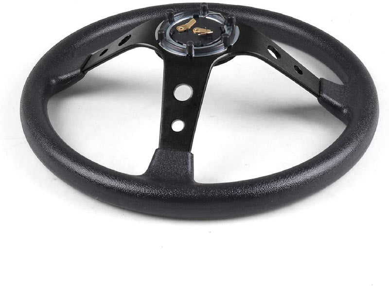 Black 14inch 350mm Racing PU Leather Steering Wheel Aluminum Alloy Deep Corn Dish Sport Drifting Steering Wheels Universal Suitable for car
