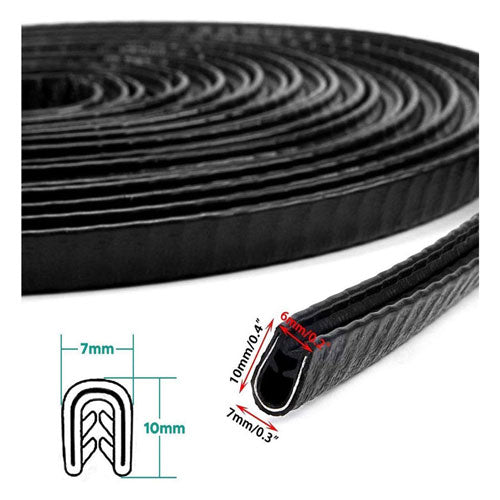 BLACK Car Door Edge Guards U Shape Edge Trim Rubber Seal Protector Car Protection Door Edge(5 Meter) Fit for Most Car