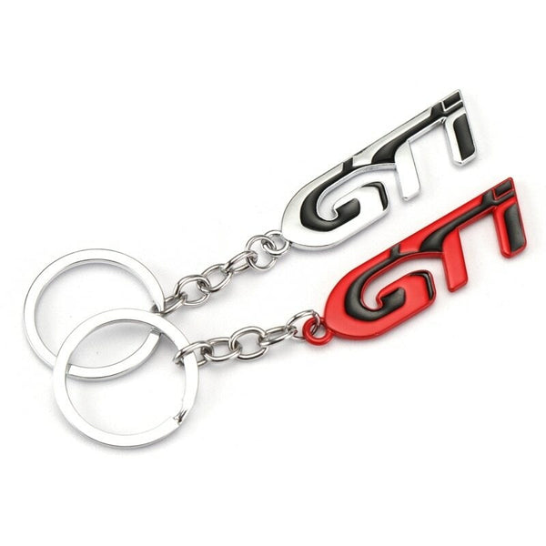 Black Chrome GTI 3D Logo Emblem Metal Keychain For Bikes And Cars