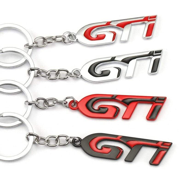 Black Chrome GTI 3D Logo Emblem Metal Keychain For Bikes And Cars