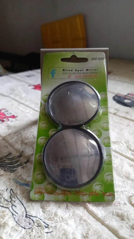 BLACK COLOR 2PCS ROUND SHAPE HD GLASS FRAMELESS DESIGN CONVEX REAR VIEW BLIND SPOT MIRROR