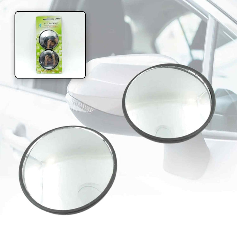 BLACK COLOR 2PCS ROUND SHAPE HD GLASS FRAMELESS DESIGN CONVEX REAR VIEW BLIND SPOT MIRROR