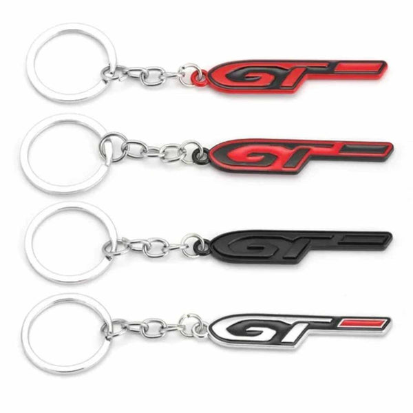 Black GT 3D Logo Emblem Metal Keychain For Bikes And Cars