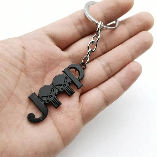 Black JEEP 3D Logo Emblem Metal Keychain For Bikes And Cars