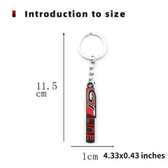Black Maroon GT LINE 3D Logo Emblem Metal Keychain For Bikes And Cars