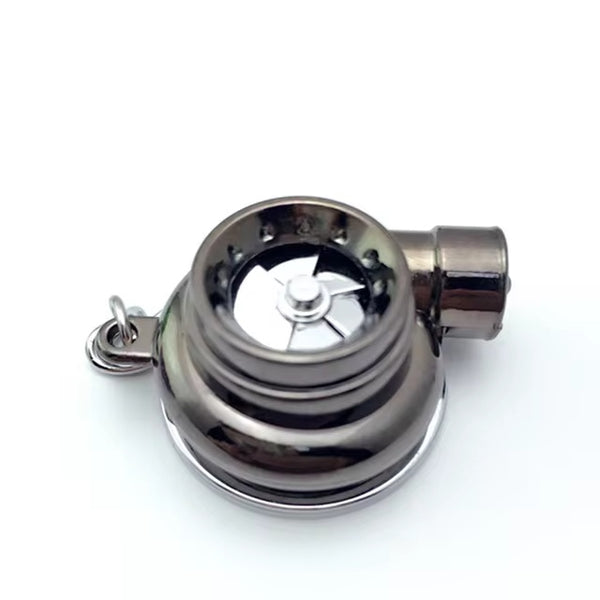 Mini LED Turbo Turbocharger Keychain Spinning Turbine Key Chain Ring Pendant Whistle Sound Keyfob Keyring Car Interior Accessory