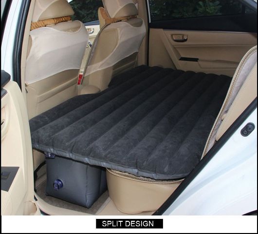 Black Multifunctional Inflatable Car Bed Mattress with Two Air Pillows, Car Air Pump and Repair Kit