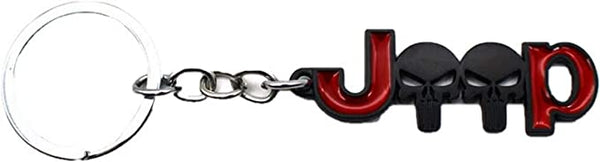 Black Red JEEP 3D Logo Emblem Metal Keychain For Bikes And Cars