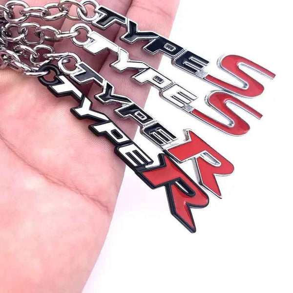 Black Red TYPES 3D Logo Emblem Metal Keychain For Bikes And Cars