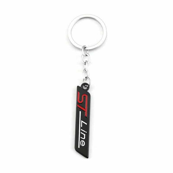 Black ST Line 3D Logo Emblem Metal Keychain For Bikes And Cars