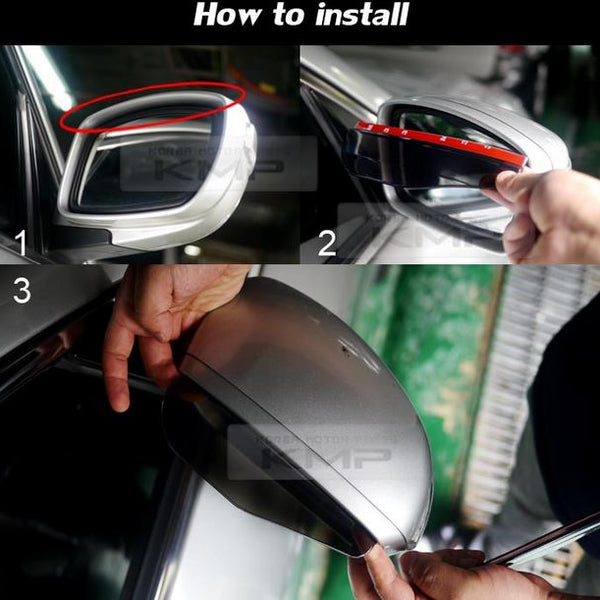 Black Tinted Car Side Mirror Rain Guard Visor (Set Of 2pcs Without Outer Packaging)