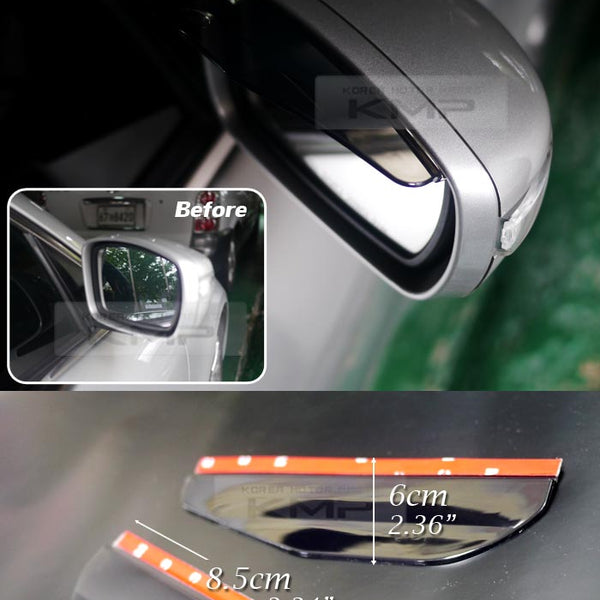 Black Tinted Car Side Mirror Rain Guard Visor (Set Of 2pcs Without Outer Packaging)