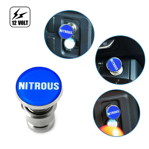 Blue Nitrous Aluminum Car Cigarette Lighter Plug Replacement Push Button Fits Most Automotive Vehicles