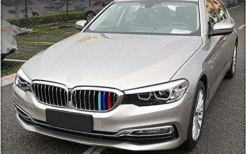 For 14-17 BMW 5 Series (10 Grilles one Side) 3D M Styling 3 Colors Front Grille Trim Motorsport Stripes Grill Cover Performance Stickers 3Pcs