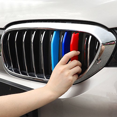 For 14-17 BMW 5 Series (10 Grilles one Side) 3D M Styling 3 Colors Front Grille Trim Motorsport Stripes Grill Cover Performance Stickers 3Pcs