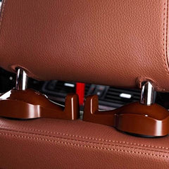 2pcs Brown Universal Car Headrest Luggage Bag Holder, Hanger And Hook