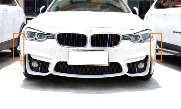 2pcs MEDIUM Black Carbon Fiber Pattern Trim Bumper Fins Diffuser Canards Splitters Kits