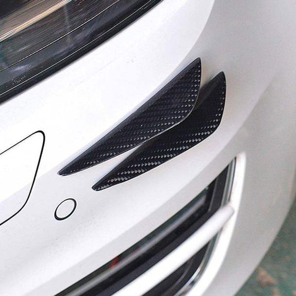 2pcs MEDIUM Black Carbon Fiber Pattern Trim Bumper Fins Diffuser Canards Splitters Kits