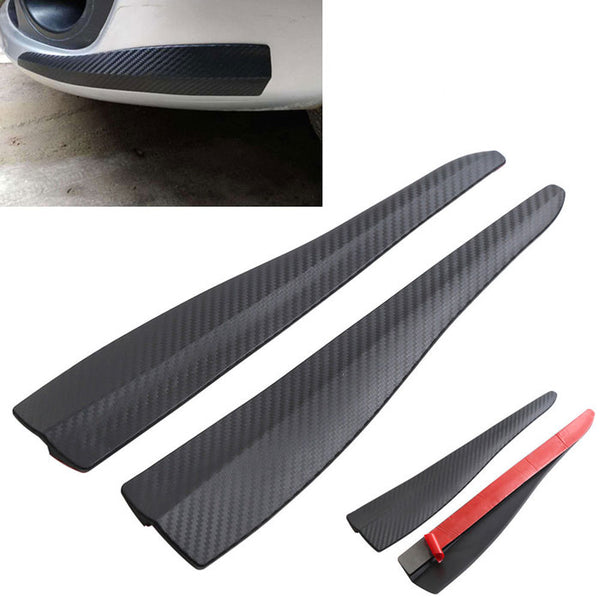 2pcs BIG Size Car SUV Bumper Edge Lip Anti-rub Protector Carbon Fiber Texture Rubber Strips