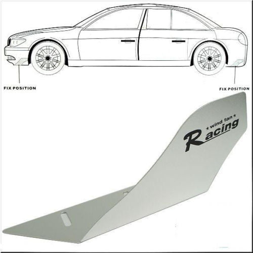 CAR RACING WIND FAN ALUMINUM BUMPER SPLITTER SPOILER WING X 2 PIECES SILVER