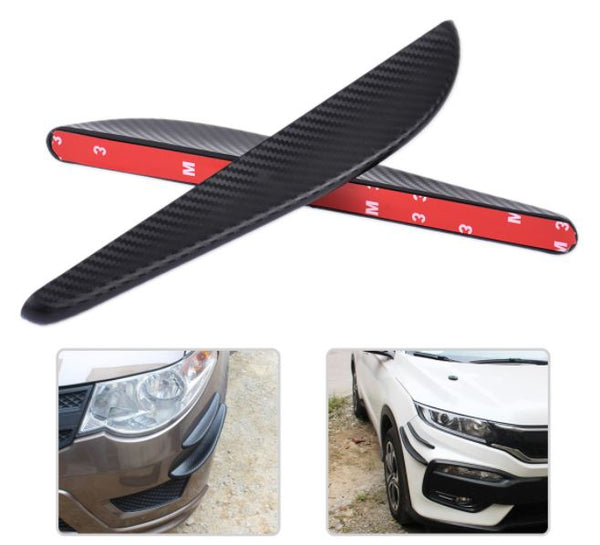 2pcs MEDIUM Black Carbon Fiber Pattern Trim Bumper Fins Diffuser Canards Splitters Kits