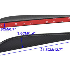2pcs MEDIUM Black Carbon Fiber Pattern Trim Bumper Fins Diffuser Canards Splitters Kits