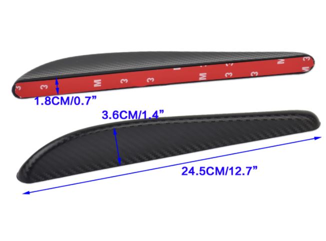 2pcs MEDIUM Black Carbon Fiber Pattern Trim Bumper Fins Diffuser Canards Splitters Kits