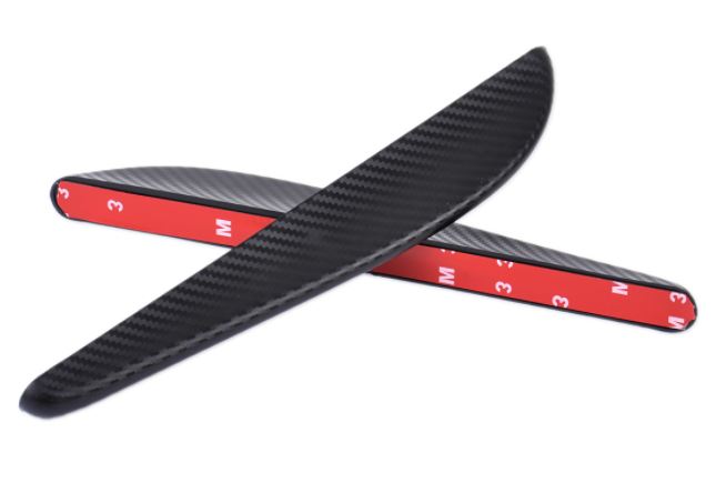 2pcs MEDIUM Black Carbon Fiber Pattern Trim Bumper Fins Diffuser Canards Splitters Kits