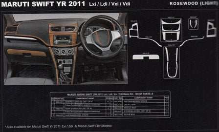 Swift Dzire VXI / ZXI / VDI / ZDI Wooden Dash Kit Trim Dashboard