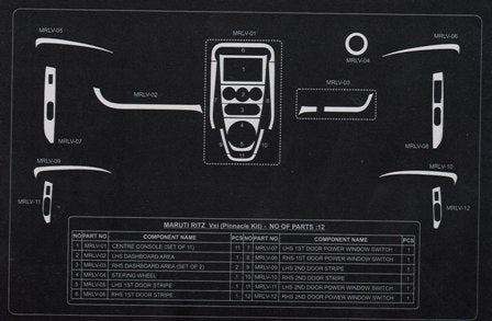Maruti Ritz LXI / VXI Wooden Dash Kit Trim Dashboard