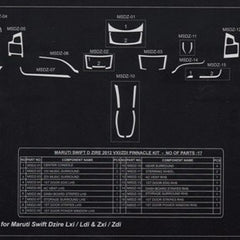 New Swift Dzire 2012 VXI / VDI / ZXI / ZDI Wooden Dash Kit Trim Dashboard