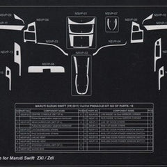 Swift Dzire VXI / ZXI / VDI / ZDI Wooden Dash Kit Trim Dashboard