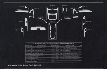 Swift Dzire VXI / ZXI / VDI / ZDI Wooden Dash Kit Trim Dashboard